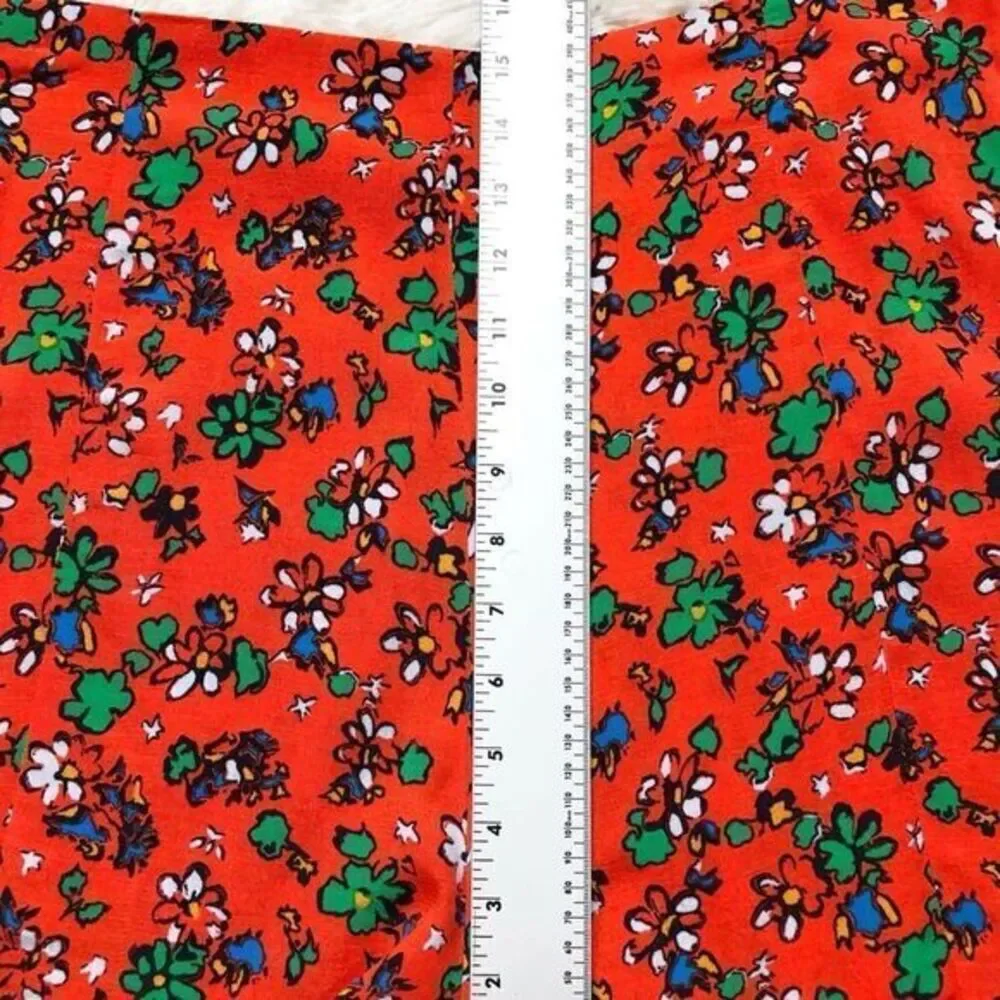 Topshop Ditsy Orange Floral High Waisted Loose Shorts Size 10 - Picture 5 of 8